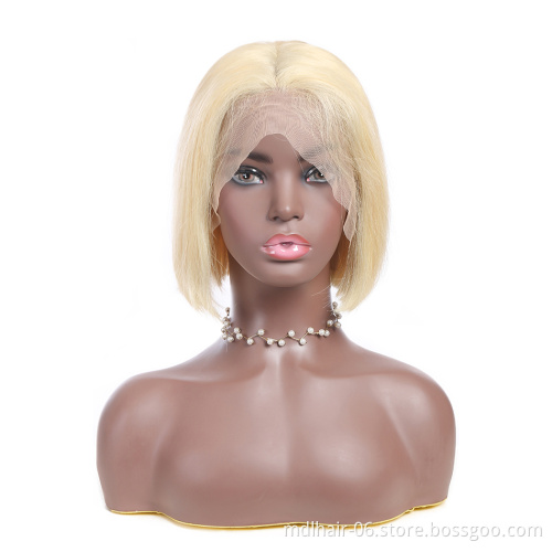 Wholesale 613 Virgin Hair Short Bob Wig, Good Quality Peruvian Remy Hair 13*4 Lace Front Bob Wigs 9A 10A Blonde Hair
